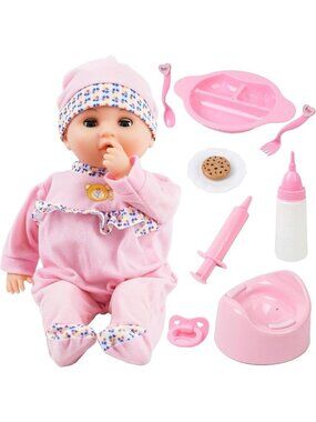 🆕 Reborn Baby Doll Pink Bottle Pacifier Soft Body Toddler Preschool Toy Gifts